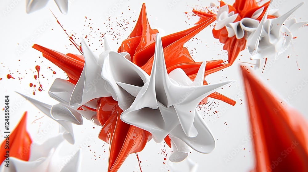 Poster abstract red white shapes splash background design