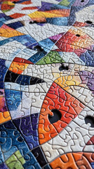Intricate Geometric Pattern Puzzle - A Vibrant and Challenging Mosaic of Shapes and Colors