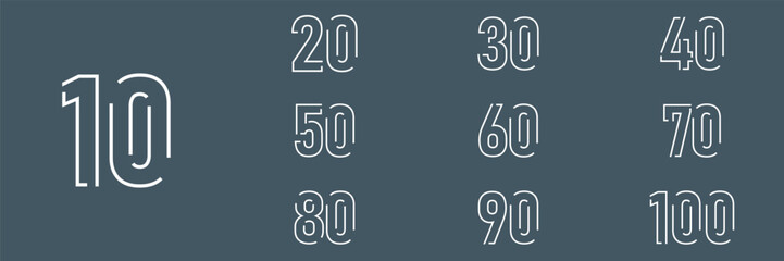 collection anniversary abstract logotype vector design set icon 10 to 100