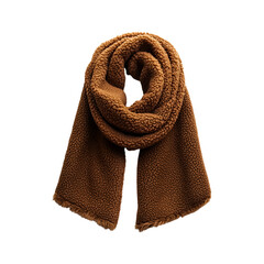 Brown Faux Shearling Scarf Isolated on Transparent Background