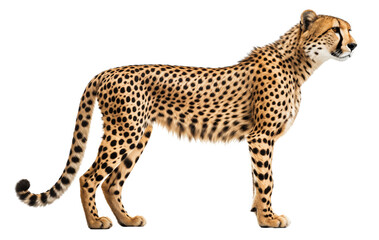 Full body cheetah standing isolated on transparent background. Generative ai