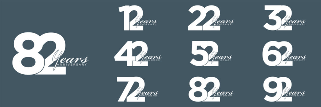 collection anniversary abstract logotype vector design set icon 12 to 92