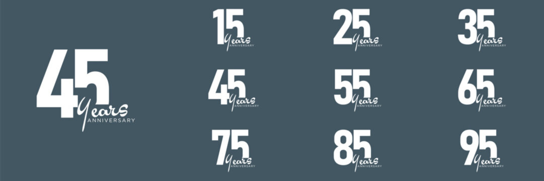 collection anniversary abstract logotype vector design set icon 15 to 95