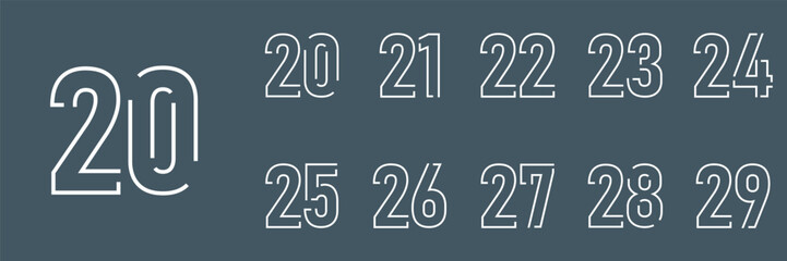 collection anniversary abstract logotype vector design set icon 20 to 29