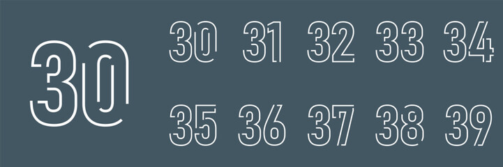 collection anniversary abstract logotype vector design set icon 30 to 39