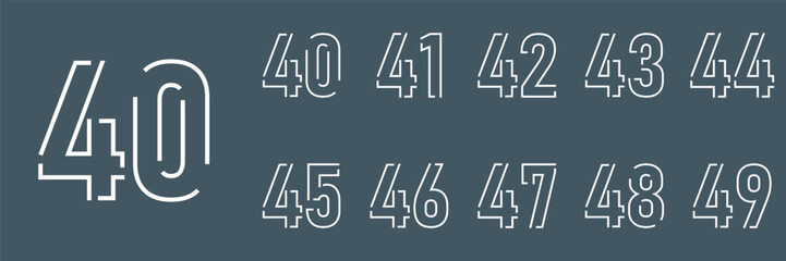 collection anniversary abstract logotype vector design set icon 40 to 49