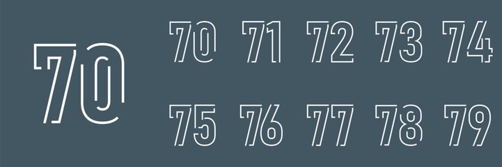 collection anniversary abstract logotype vector design set icon 70 to 79
