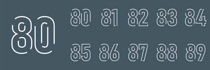collection anniversary abstract logotype vector design set icon 80 to 89