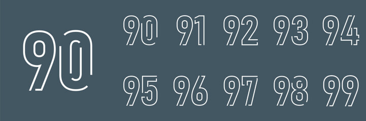 collection anniversary abstract logotype vector design set icon 90 to 99