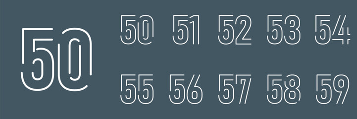 collection anniversary abstract logotype vector design set icon 50 to 59