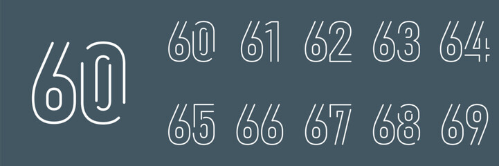 collection anniversary abstract logotype vector design set icon 60 to 69