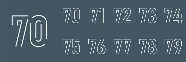 collection anniversary abstract logotype vector design set icon 70 to 79