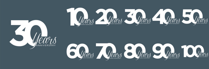 collection anniversary abstract logotype vector design set icon 10 to 100