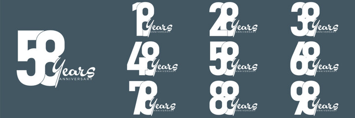 collection anniversary abstract logotype vector design set icon 18 to 98