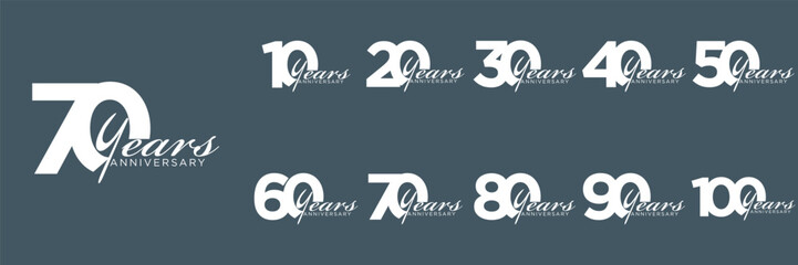collection anniversary abstract logotype vector design set icon 10 to 100