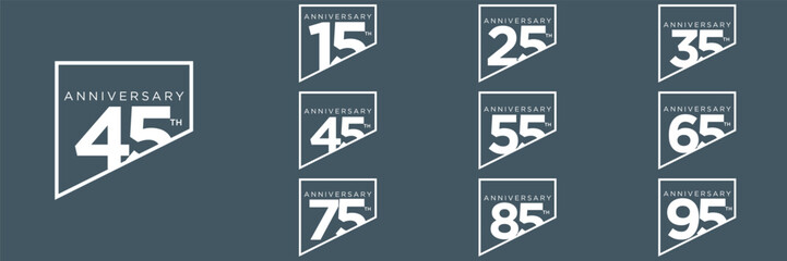 collection anniversary abstract logotype vector design set icon 15 to 95