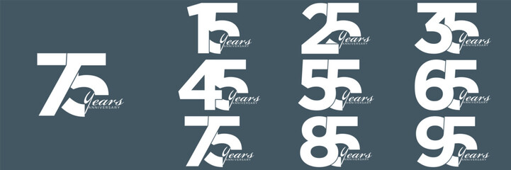 collection anniversary abstract logotype vector design set icon 15 to 95