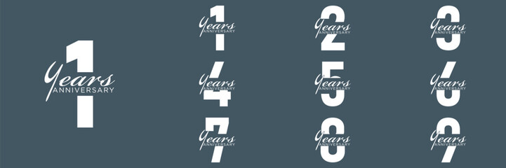 collection anniversary abstract logotype vector design set icon 1 to 9