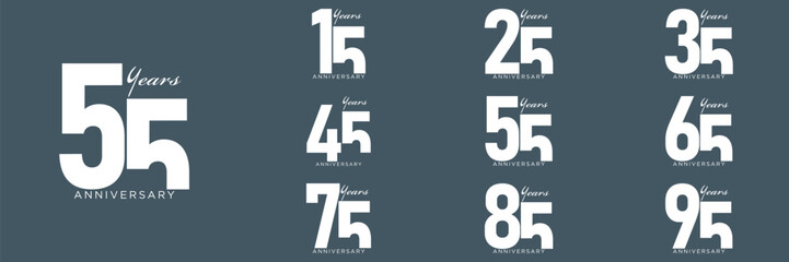 collection anniversary abstract logotype vector design set icon 15 to 95