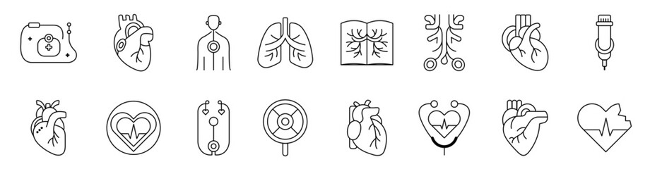 Human Organ Anatomy lung Icons . Vector