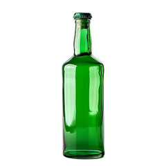 Dark Green Glass Bottle with Tapered Neck and Cap Containing Liquid
