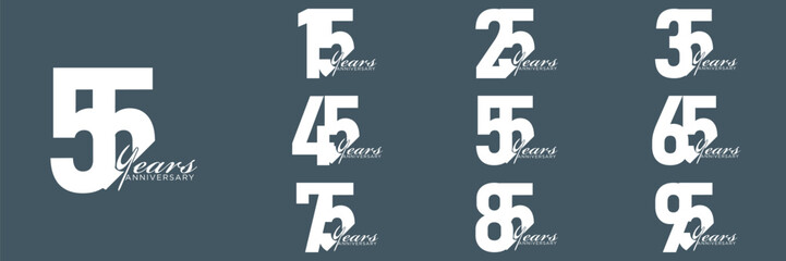collection anniversary abstract logotype vector design set icon 15 to 95