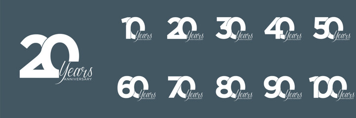 collection anniversary abstract logotype vector design set icon 10 to 100