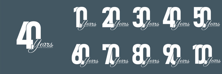 collection anniversary abstract logotype vector design set icon 10 to 100