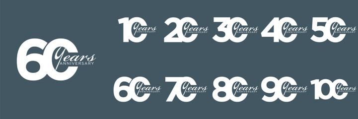 collection anniversary abstract logotype vector design set icon 10 to 100