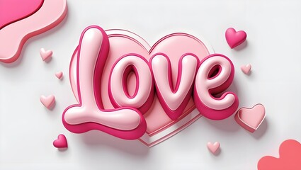 Love pink happy valentine 3d inflated editable text effect.