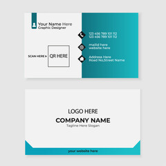 Double sided simple business card design template with gradient colour