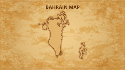 Obraz premium A Vintage Map Depicting the Borders of the Bahrain. Bahrain map with federal states in A vintage map based background, Political Bahrain Map