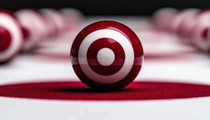 A close-up of a red and white target ball centered against a blurred background highlighting focus and precision.