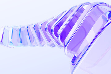 Abstract 3d background with row of crystal glass square plates. Holographic gradient light curve wave line pattern. Dynamic transparent cube block shapes. Render digital tech banner. 3D illustration © marozhkastudio
