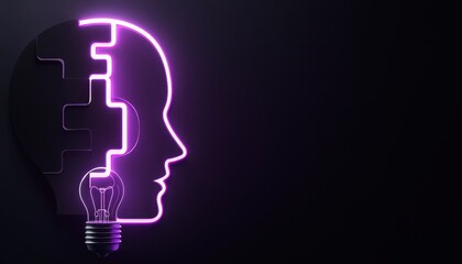 A creative depiction of an illuminated head shape with a light bulb, symbolizing innovation and ideas.