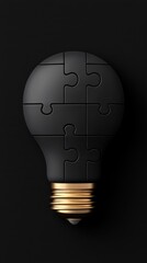 A creative light bulb design with puzzle pieces represents innovative ideas and problem-solving.