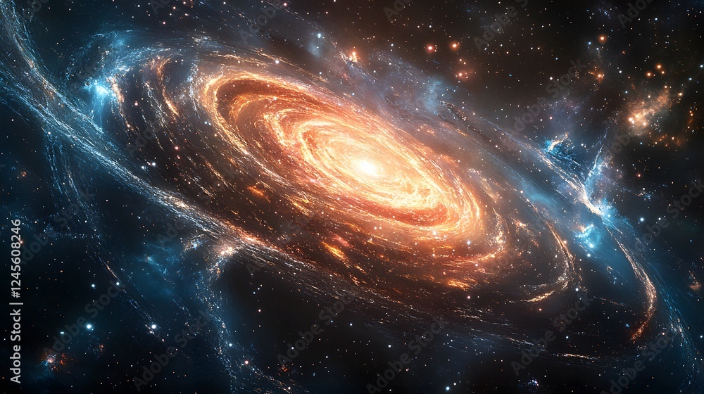 Aufkleber spiral galaxy illuminated by distant stars and cosmic elements in the vast universe of outer space