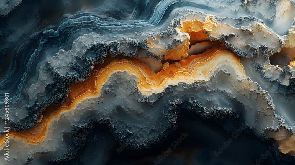 Poster colorful painting of a wave with layered details and spatial depth impressions in abstract art style