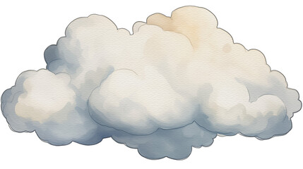 white clouds on watercolor paper, transparent background