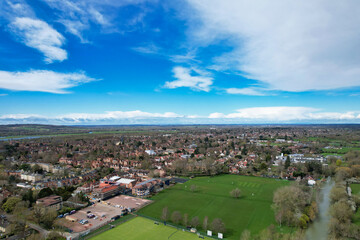 Historical Downtown Oxford Central City Homes of Oxfordshire, England United Kingdom. High Angle...