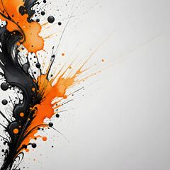 there is a black and orange design on a white background

