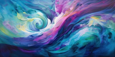 Abstract Whirlwind of Colors: A Symphony in Teal, Purple, and White