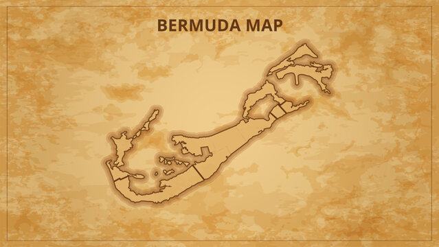 A Vintage Map Depicting the Borders of the Bermuda. Bermuda map with federal states in A vintage map based background, Political Bermuda Map