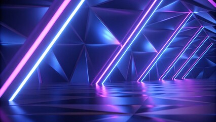 3d rendering of purple and blue abstract geometric background. Scene for advertising, technology, showcase, banner, game, sport, cosmetics, business, metaverse. Sci-Fi Illustration