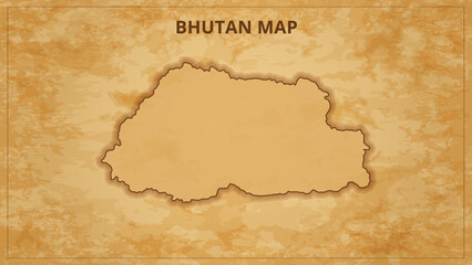 A Vintage Map Depicting the Borders of the Bhutan. Bhutan map with federal states in A vintage map based background, Political Bhutan Map