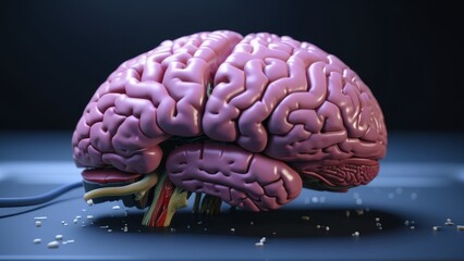 A close-up of a model of a brain lying on a table