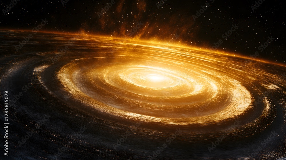 Poster spiral shaped object in the center of a black hole with unpredictable swirling orbits surrounding it