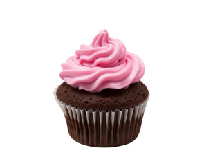 pink cupcake isolated on white background