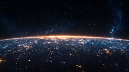 Fototapeta premium View of earth from space with light-year distance visualizations illustrating vast universe