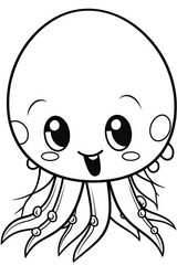 Obraz premium Cute cartoon octopus coloring page for kids underwater scene digital art fun environment playful perspective